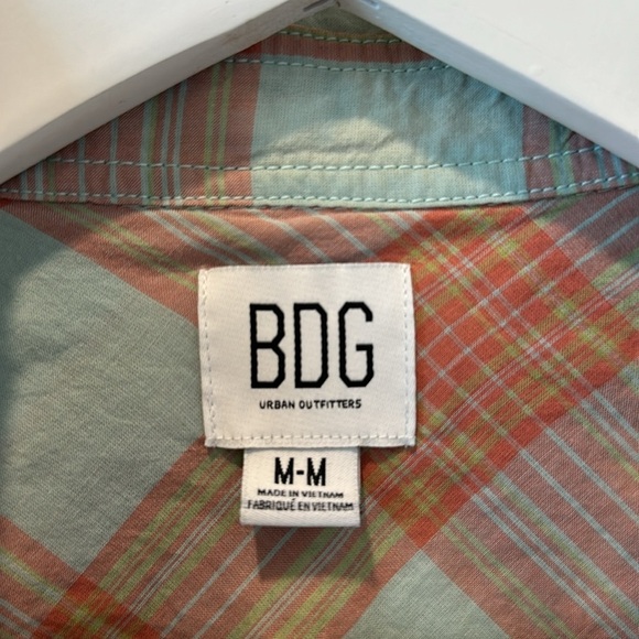Urban Outfitters BDG Plaid Cotton Button Up Easter Boxy Cropped Shirt Blue Red - Picture 7 of 15
